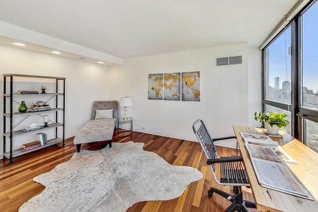 home office featuring wood-type flooring