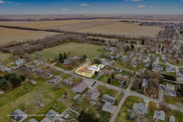 aerial view featuring a rural view