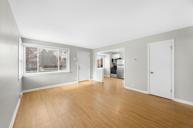 unfurnished living room featuring light hardwood / wood-style flooring