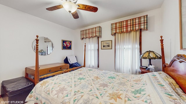 bedroom featuring ceiling fan