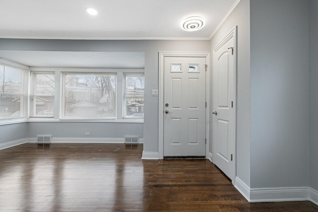 foyer featuring dark wood-type flooring