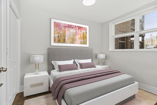 bedroom featuring a closet and wood-type flooring