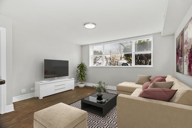 living room featuring dark hardwood / wood-style flooring