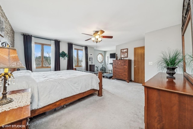 bedroom featuring a ceiling fan and carpet flooring