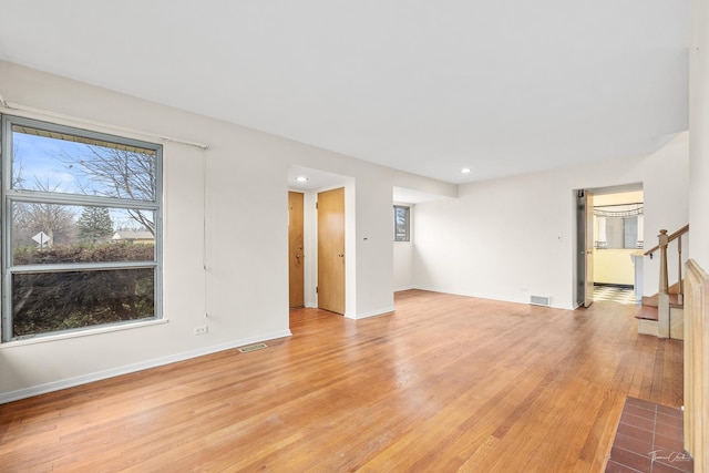 unfurnished living room featuring light hardwood / wood-style flooring