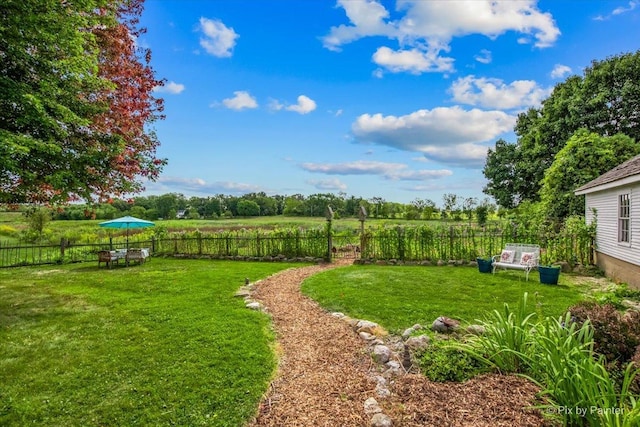 view of yard featuring a rural view