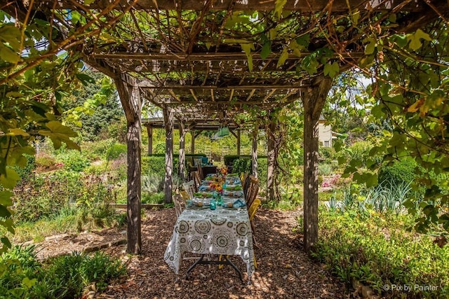 view of yard featuring a pergola