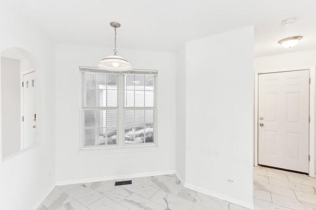 view of unfurnished dining area