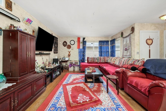 living room featuring light hardwood / wood-style flooring