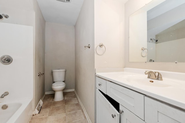 full bathroom with vanity, toilet, and shower / bathtub combination