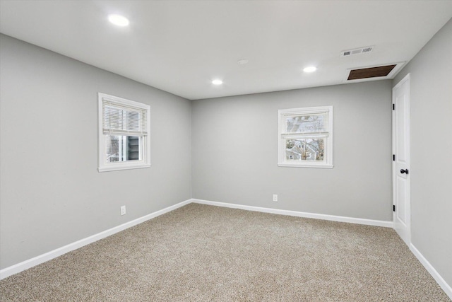 view of carpeted spare room