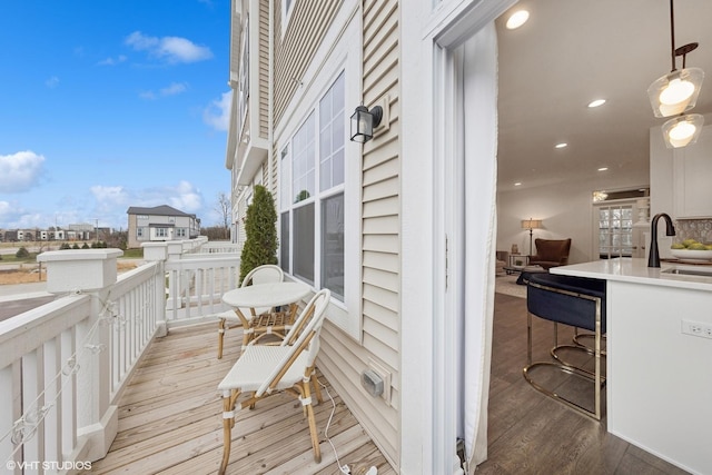 deck featuring a wet bar