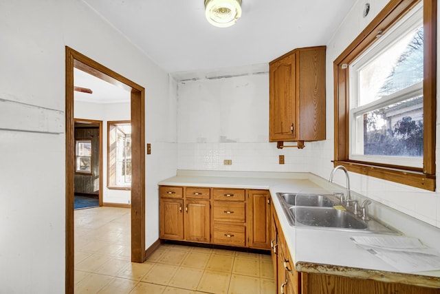 kitchen with backsplash and sink