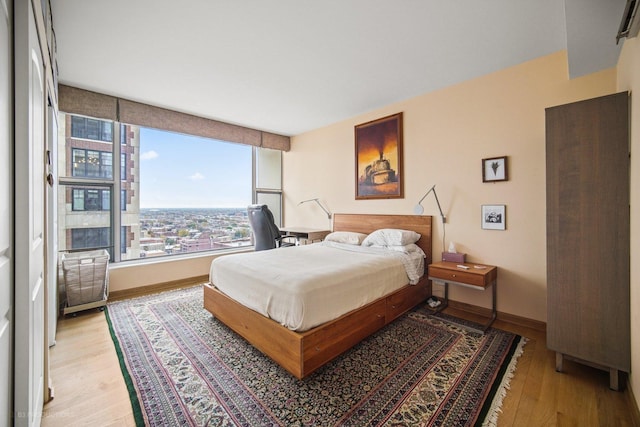 bedroom featuring light hardwood / wood-style flooring