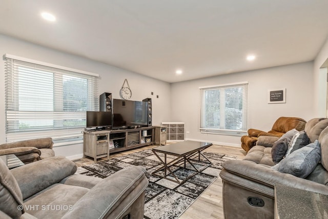 living room featuring light hardwood / wood-style flooring