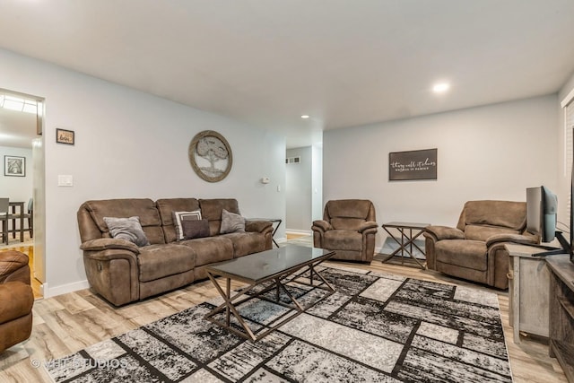 living room with light wood-type flooring