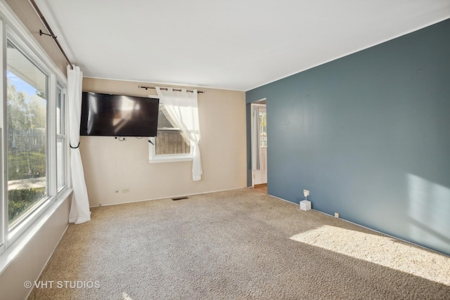 carpeted empty room featuring a wealth of natural light