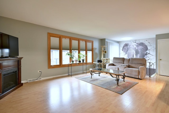 living room featuring light hardwood / wood-style flooring