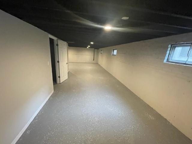 basement with baseboards