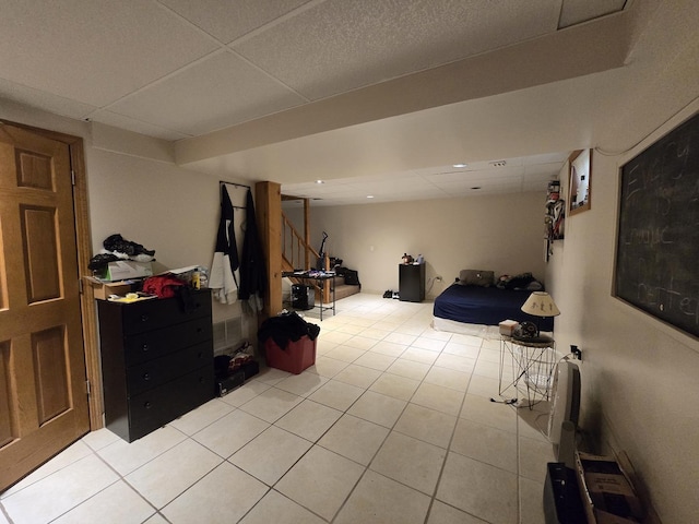 interior space with light tile patterned floors