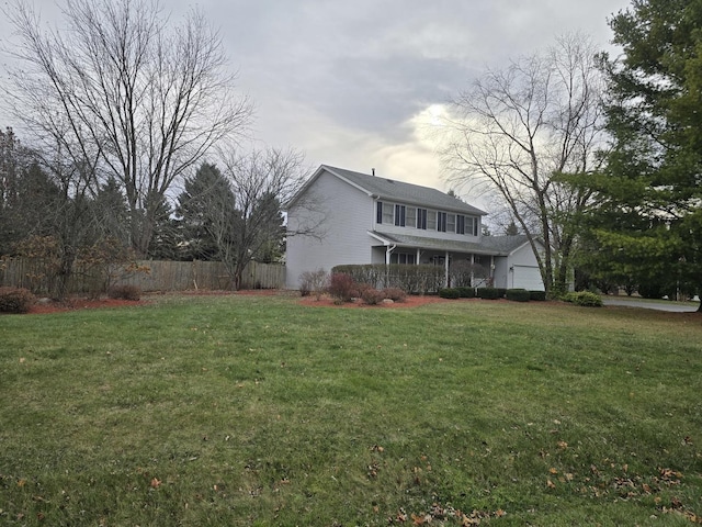 exterior space with a garage and covered porch