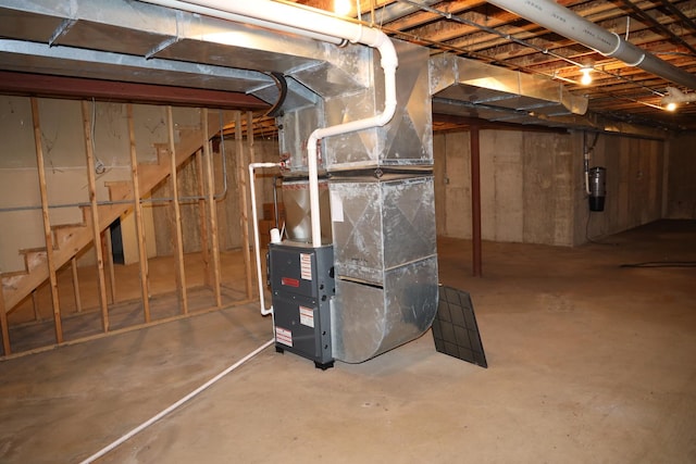 basement with heating unit