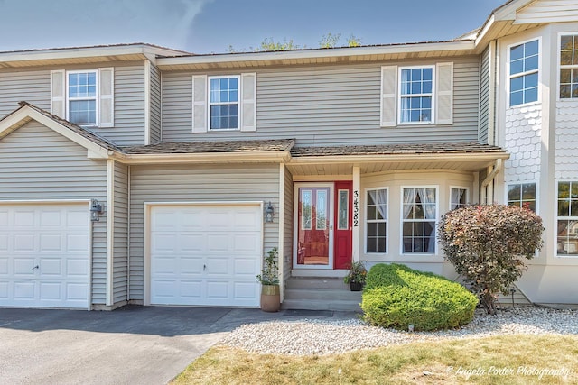 view of property with a garage