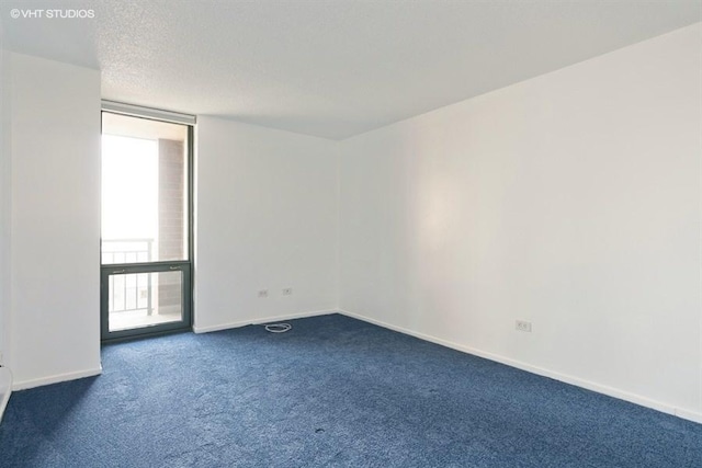 empty room featuring carpet and a textured ceiling