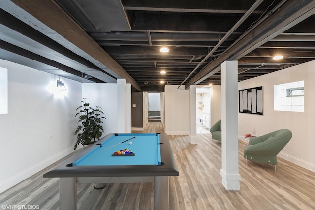 recreation room featuring hardwood / wood-style floors and pool table