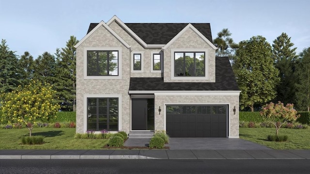 view of front facade featuring a garage and a front yard