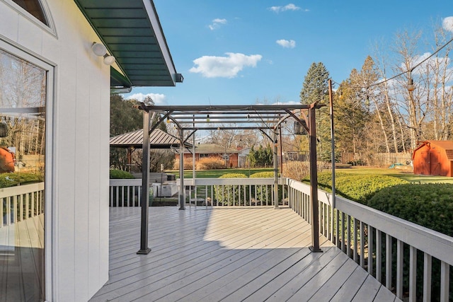 wooden deck with a pergola