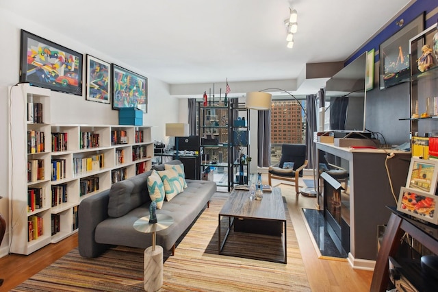 living area featuring hardwood / wood-style floors