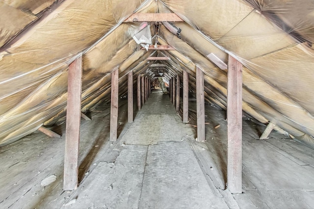 view of unfinished attic