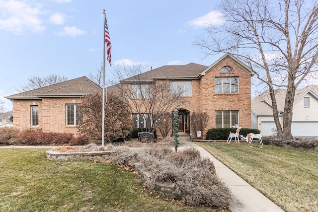 view of front of property with a front lawn