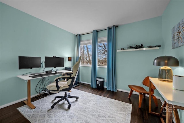 office featuring dark hardwood / wood-style flooring