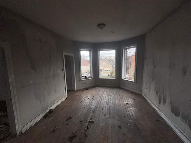 empty room with dark hardwood / wood-style floors