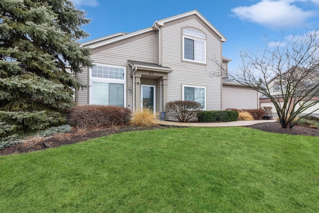 view of front of home with a front yard