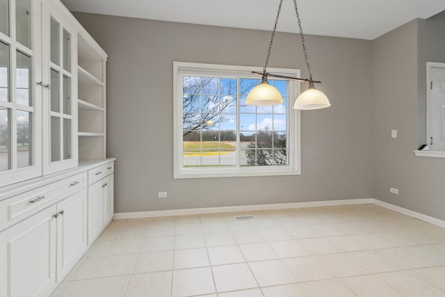 view of unfurnished dining area