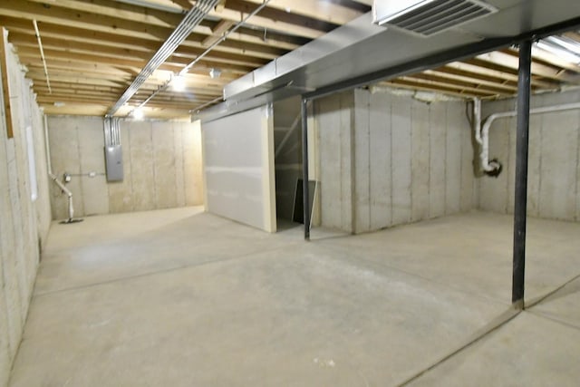 basement with electric panel