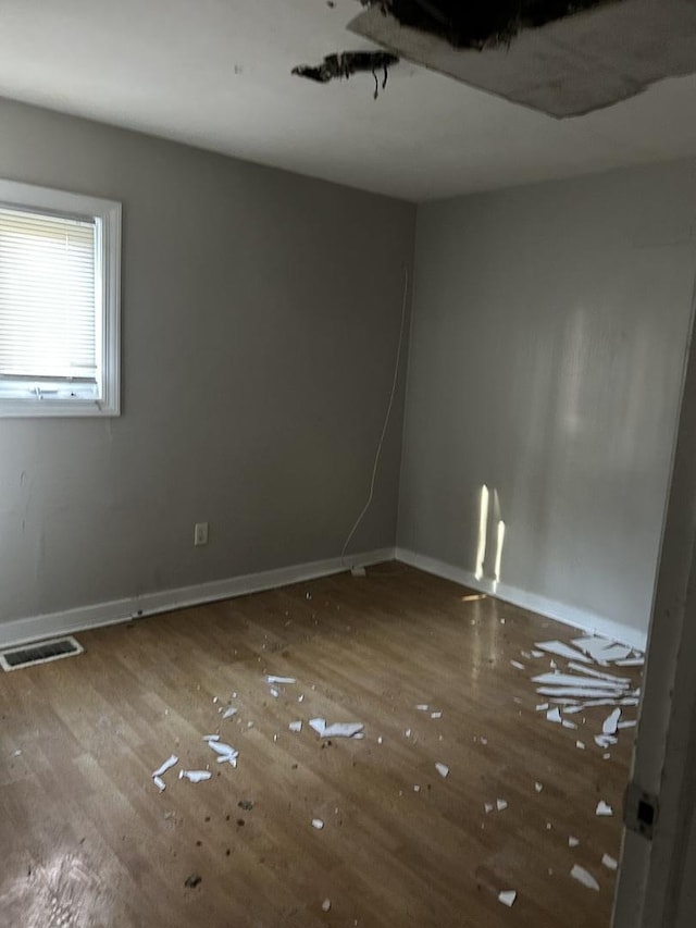 spare room featuring wood-type flooring