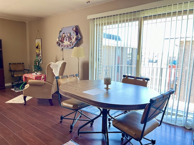 dining area with hardwood / wood-style flooring