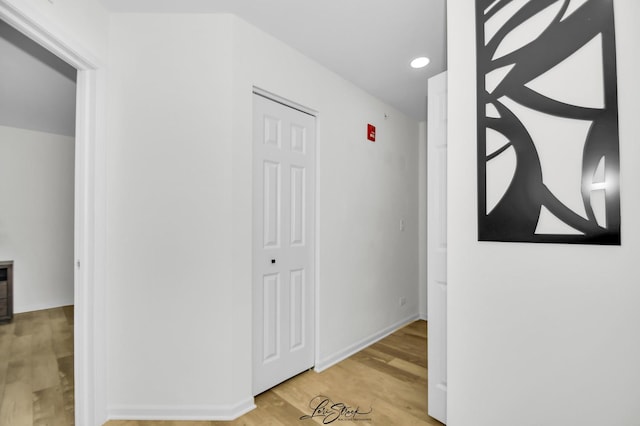 hall featuring light hardwood / wood-style floors