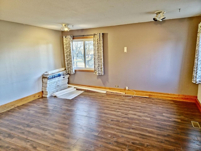 empty room with dark wood-type flooring