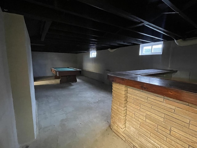 basement featuring pool table