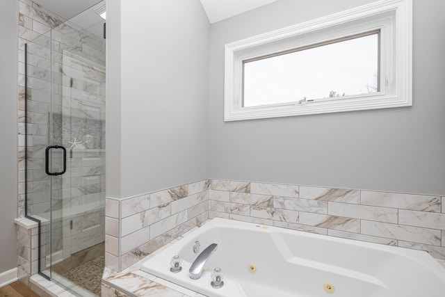 bathroom with independent shower and bath