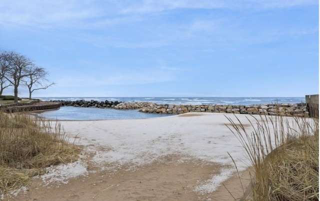 view of water feature featuring a view of the beach