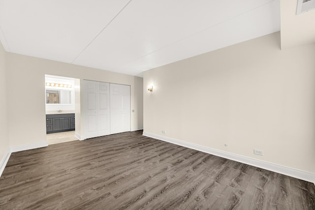 interior space with dark wood-type flooring