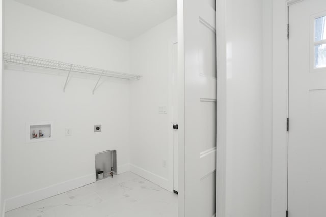 laundry room with electric dryer hookup and hookup for a washing machine