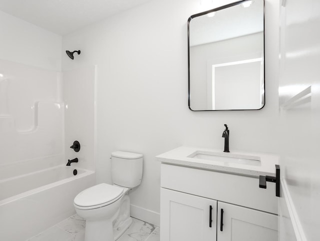 full bathroom featuring vanity, toilet, and shower / bath combination