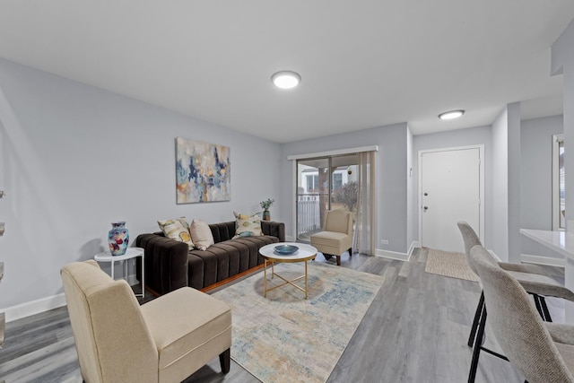 living room with hardwood / wood-style flooring